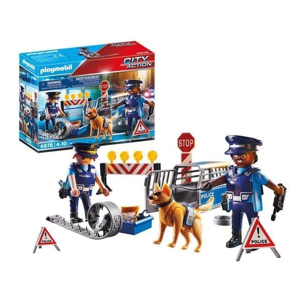 PLAYMOBIL 6878 Poliisitiesulku, City Action, Sis�lt�� poliisitiesulkun poliisikoiran kera ja lukuisia lis�varusteita, 4-vuotiaille ja sit� vanhemmille