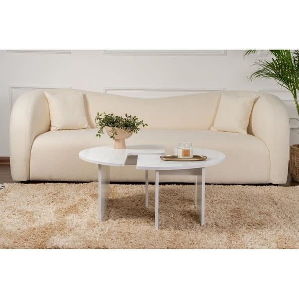 Sofabord - MOIRA - Rundt - Naturhvid - 90 x 90 x 41 cm