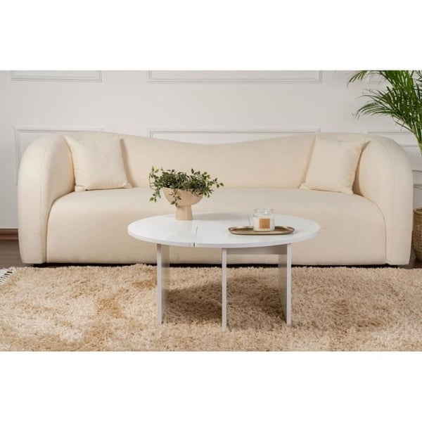 Sofabord - MOIRA - Rundt - Naturhvid - 90 x 90 x 41 cm