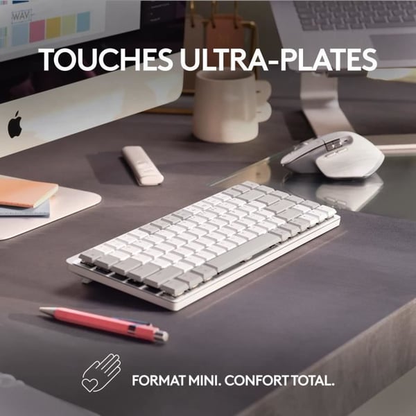 Logitech - Trådlöst tangentbord för Mac - MX Mekanisk mini - Pale Grey
