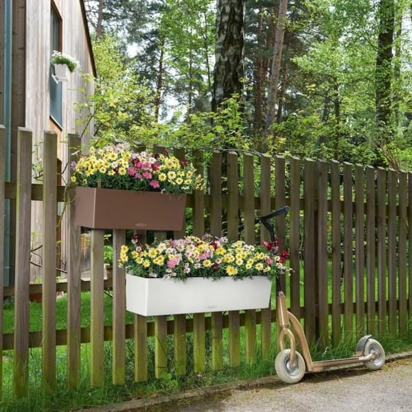 Jardiniere - Balconera farve 80 - Komplet sæt - Hvid - 12 L - LECHUZA