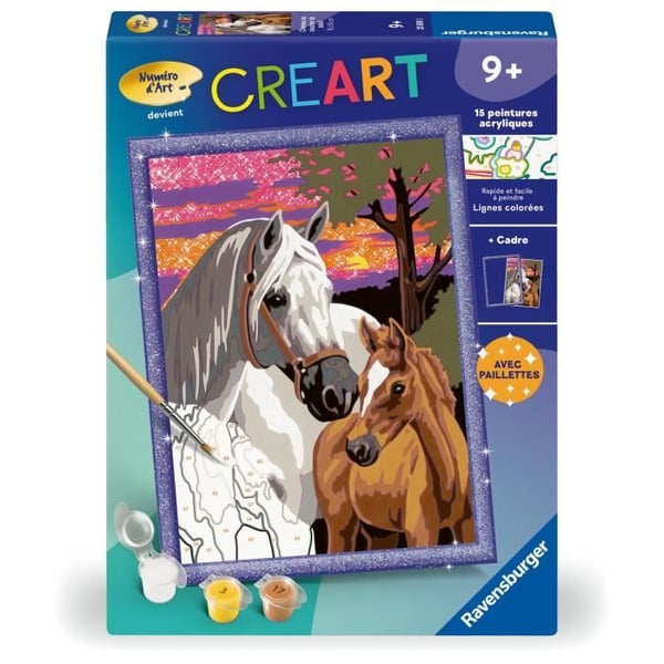 CreArt Kids 18x24cm Horses at Sunset, Paint by Numbers Kit, Ik�rajat 9+, 25809, Ravensburger