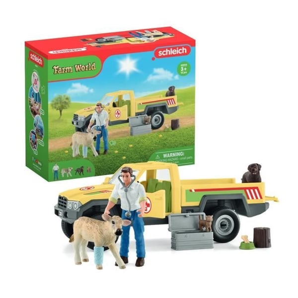Dyrl�gebes�gss�t med 12 dele - Med husdyr, k�ret�j og dyrl�ge - SCHLEICH - 42503 FARM WORLD