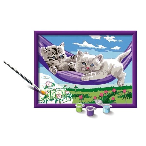 CreArt Kids 18x24 cm Kattungar i hängmattan, Paint by Numbers Kit, Ages 9+, 25828, Ravensburger