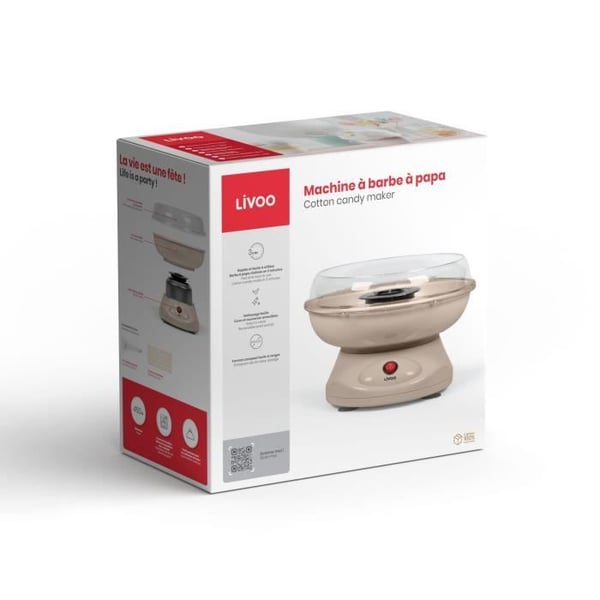 Candyflossmaskine - LIVOO - DOM468C - 450W - Aftagelig sk�l og l�g - M�leske og 10 bambuspinde medf�lger
