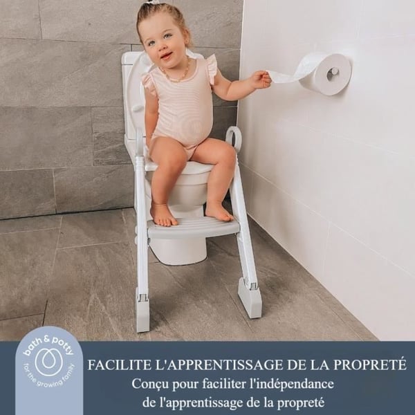 WC-istuin - DREAMBABY - STEP-UP - Pottaharjoitusistuin - 2 s��dett�v�� tasoa - Harmaa