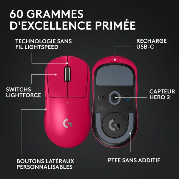 Gamingmus - Trådlös - Logitech G - Pro X Superlight 2 Lightspeed - Svart