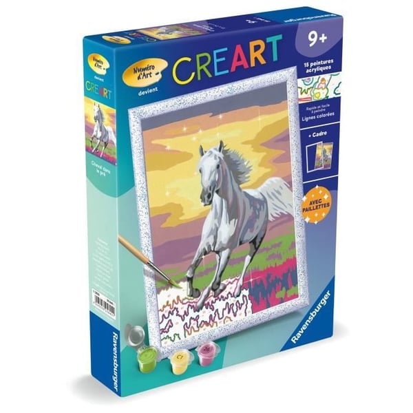 CreArt Kids 18x24cm Hevonen niityll�, Maalaa numeroiden mukaan -setti, Taidenumero, Ik� 7+, 25845, Ravensburger
