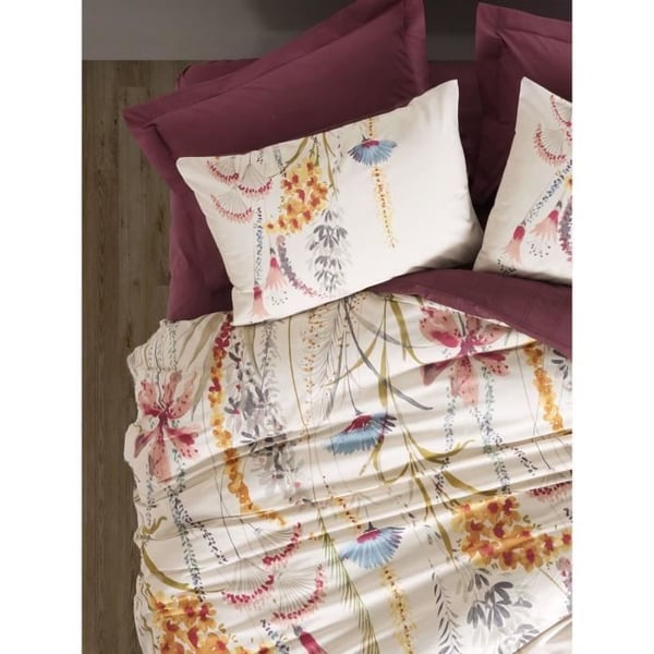 Bäddset - 1 påslakan 220 x 240 cm + 2 örngott 60 x 60 cm - 100% bomull - Röd