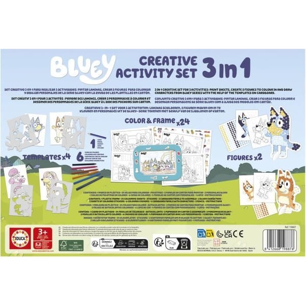 Kreativt s�t - EDUCA - Dekoration og modellering af Bluey-figurer - 3 aktiviteter for 3-�rige