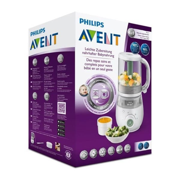 PHILIPS AVENT 4-i-1 babymadmaskine - Dampning - Blandning - Opvarmning - Opt�ning