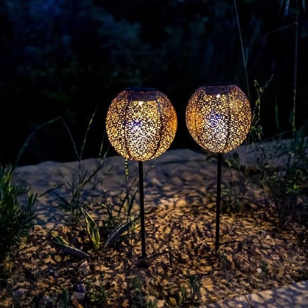 2 aurinkomajakan setti istutettaviksi - LUMISKY - AGADIR - K45 cm - It�mainen tyyli - L�mmin valkoinen LED