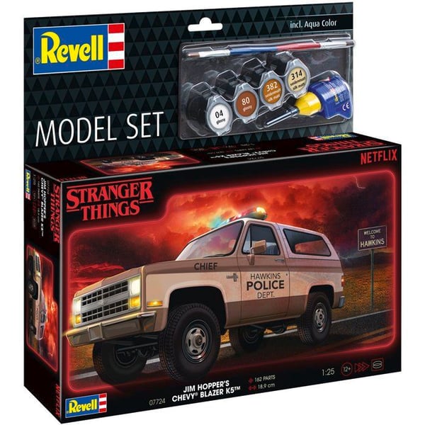 Modelbil - REVELL - Models�t - Stranger Things - Chevrolet K5 Blazer - Med lim, maling og tilbeh�r