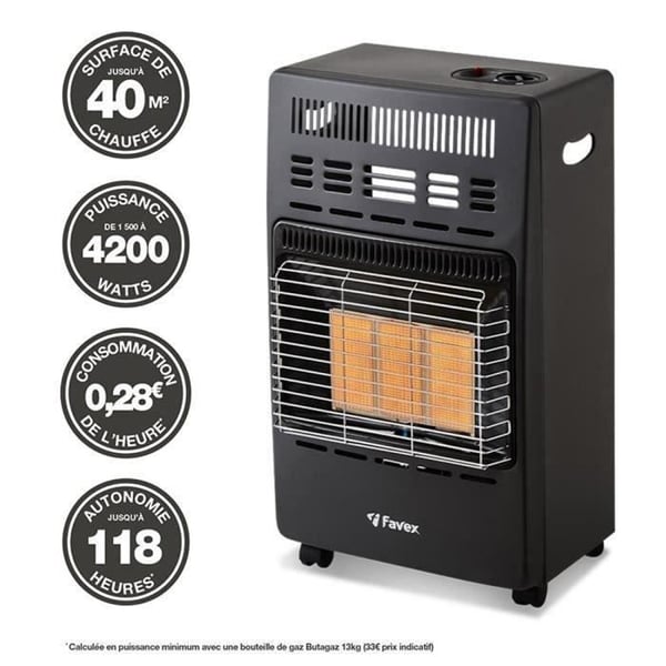 Kern Butane Stroke Infrared Auxilance - Tändning av Piezo - Uppvärmningsytan upp till 40 m² - 3 effektnivåer