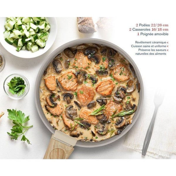 Keittoastiasto - Sopii kaikille liesitasoille, my�s induktiolle - ARTHUR MARTIN - AM9192 - Alumiini keraamisella pinnoitteella - 5 osaa - Taupe
