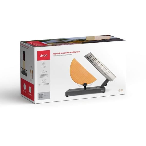 Perinteinen raclette-kone - LIVOO - DOC314 - 600 W - 6-8 hengelle - Irrotettava, liukuva juustoteline, 360� - 2 lastaa