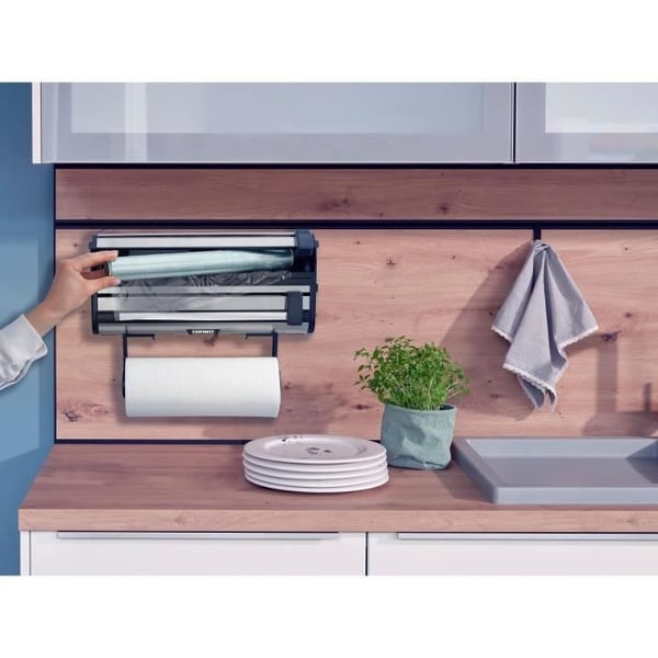 LEIFHEIT Papirhåndklæde dispenser aluminiumsfolie Parat Royal 25793 Leifheit praktisk vægmonteret dispenser 3 ruller med skarpe blade