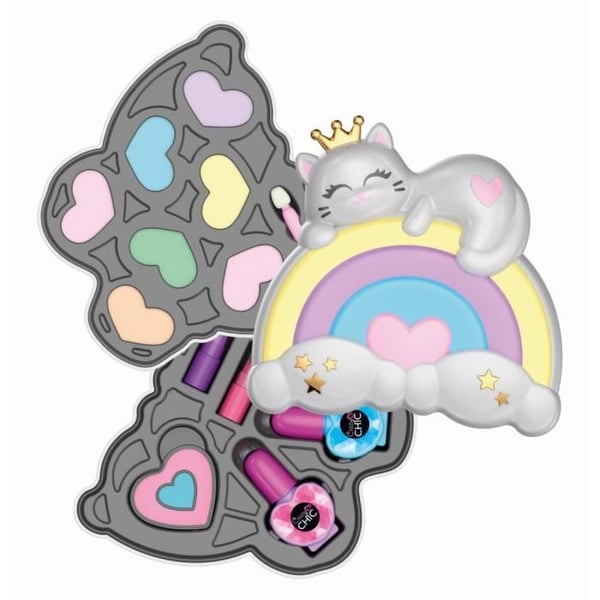 Clementoni - Rainbow Makeup Set - 2 ögonskuggspaletter, läppstift och nagellack - från 6 år och uppåt