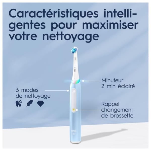 Oral-B iO3s elektrisk tandbørste - blå - Bluetooth tilsluttet, 2 børstehoveder, 1 rejseetui