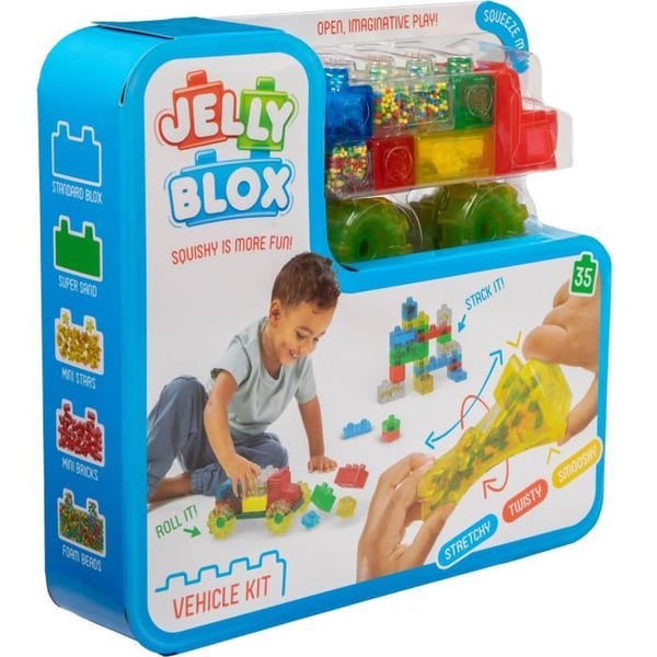 Byggeklodser - GOLIATH - Jelly Blox Vroom Truck Kit - Bl�de blokke med biler! 2 �rige