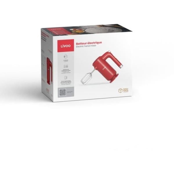 S�hk�sekoitin - LIVOO - DOP243R - 250 w - 5 nopeutta - Punainen
