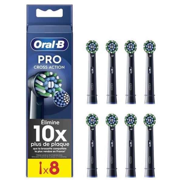 Børster - ORAL-B - CROSS ACTION PRO - Pakke med 8 - Sort