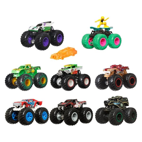 KUMMAT PY�R�T - Monster-kuorma-auto - Mega-py�r�t ja mega-iskunvaimentimet - Satunnainen malli 48 Monster-kuorma-autojen joukossa - Asteikko 1:64