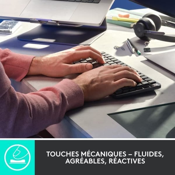Logitech - Trådlöst tangentbord - MX Mini - Mekanisk - Prestanda Bakgrundsbelyst - Grafit