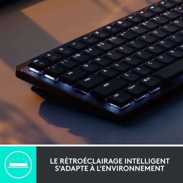 Logitech - Trådlöst tangentbord - MX Mini - Mekanisk - Prestanda Bakgrundsbelyst - Grafit
