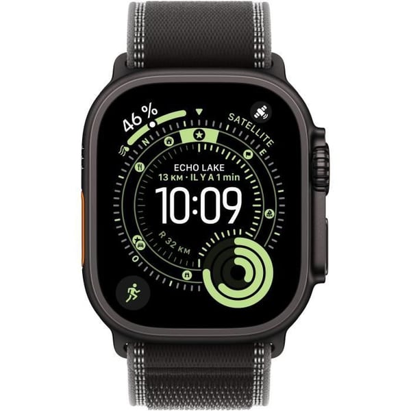 Apple Watch Ultra 3 GPS + Cellular - 49 mm - Sort titanium urkasse - Sort/kulfarvet Trail Loop rem - M/L