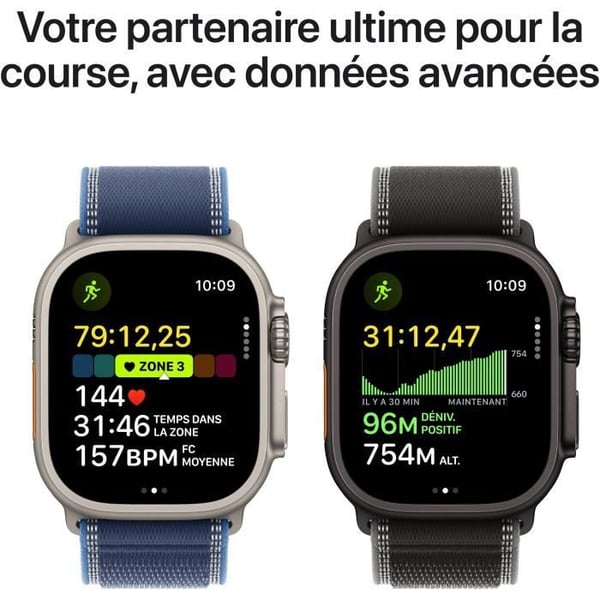Apple Watch Ultra 3 GPS + Cellular - 49 mm - Sort titanium urkasse - Sort/kulfarvet Trail Loop rem - M/L