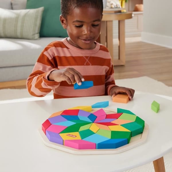 Fisher-Price-Wooden Mandala Pussel-40 delar geometriskt mönster pussel HXT94