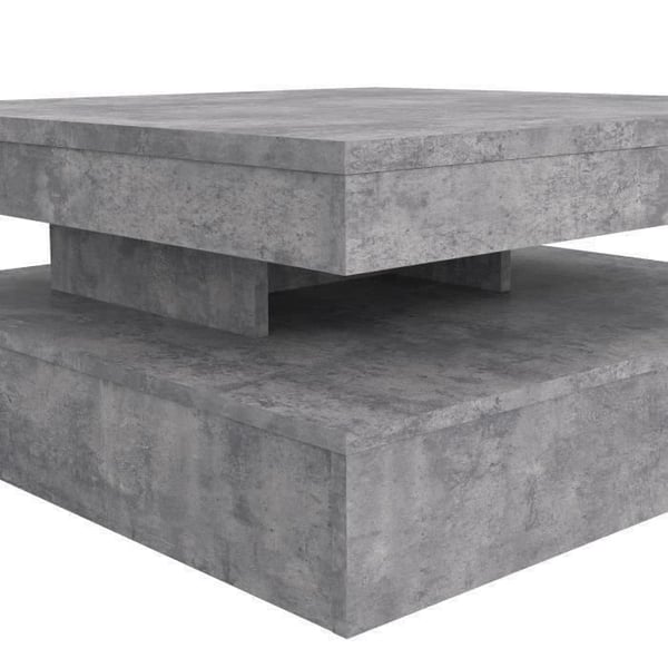 Firkantet drejeligt sofabord - Spånplade - Lysegrå betonindretning - Klassisk - L 78 x D 78 x H 35,4 cm - KAFFE