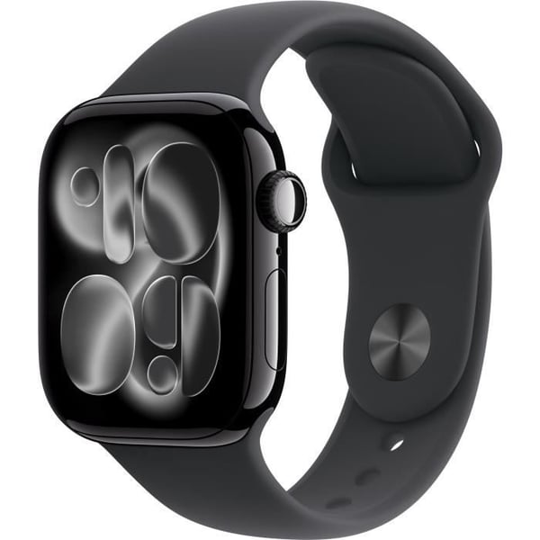Apple Watch Series 11 GPS - 42 mm - Jet Black Aluminium Case - Sort Sportsrem - S/M