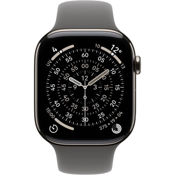 Apple Watch Series 11 GPS + Cellular - 42 mm - Urkasse i naturlig titanium - Stengr� sportsrem - M/L