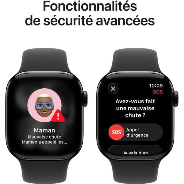 Apple Watch Series 11 GPS - 42 mm - Jet Black Aluminium Case - Sort Sportsrem - S/M