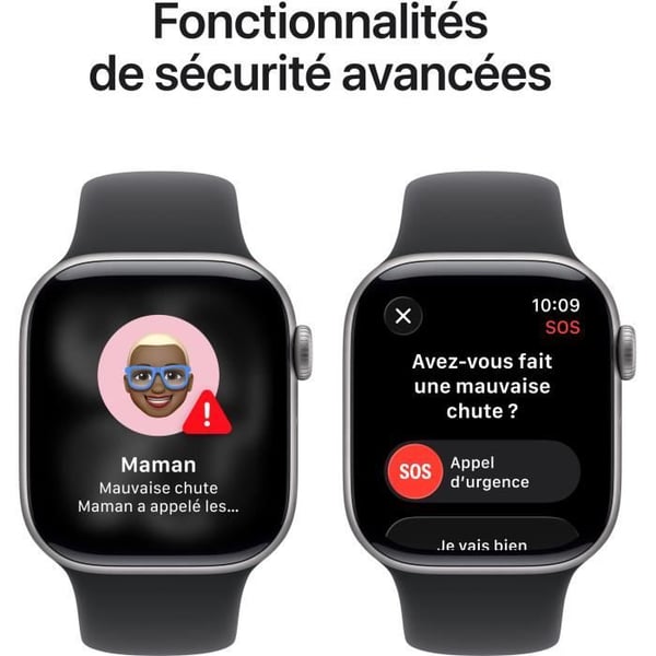 Apple Watch Series 11 GPS + Cellular - 42 mm - Space Grey Aluminium Case - Sort Sportsrem - S/M