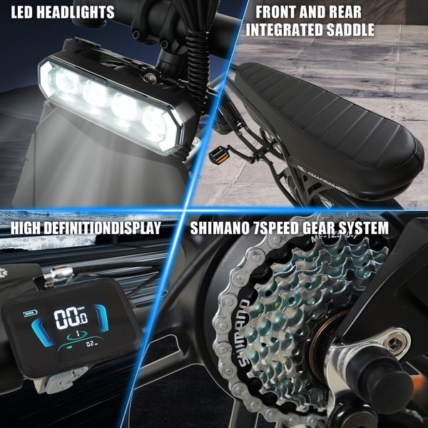 Sähköinen Fatbike Cmacewheel K20, 48V 18Ah irrotettava akku, musta