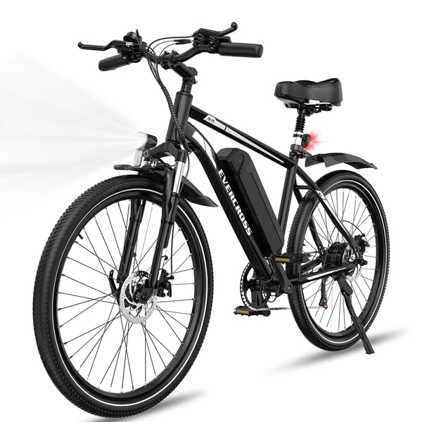 Elcykel 27,5" EVERCROSS TECH EK15 - Avtagbart batteri 36V 13Ah Kraftfull motor - 7 Växlar Dubbel skivbroms Vuxen - Svart
