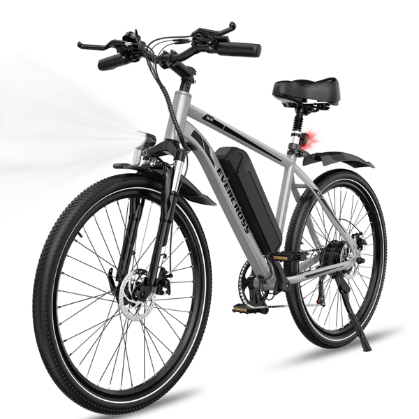 Elcykel 27,5" EVERCROSS TECH EK15 - Avtagbart batteri 36V 13Ah Kraftfull motor - 7 växlar Dubbel skivbroms Vuxen - Grå