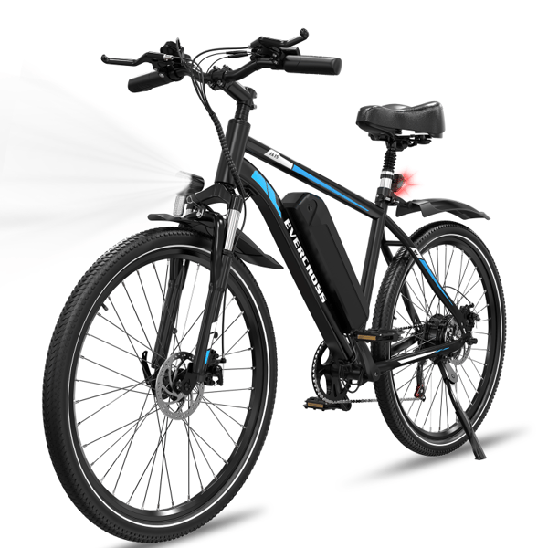 Elcykel 27,5" EVERCROSS TECH EK15 - Avtagbart batteri 36V 13Ah - Kraftfull motor - 7 växlar - Dubbel skivbroms - Svart Blå