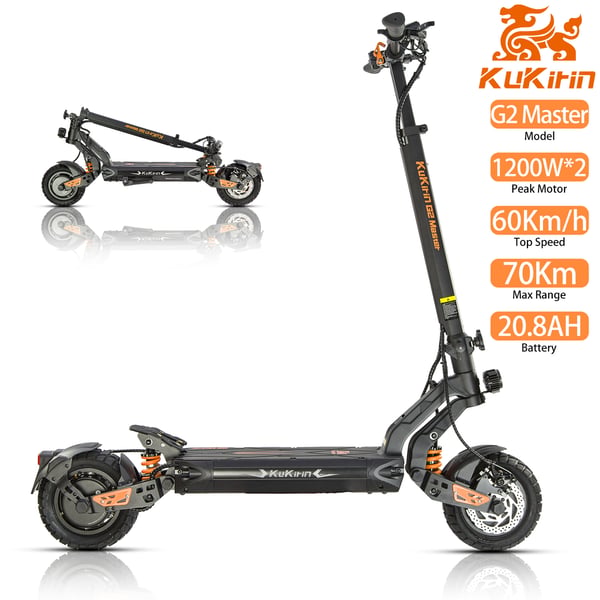 Kukirin G2 Master Opgraderet 1000W*2, 52V 20,8Ah Hastighed 60 km/t, 70 km Udholdenhed, 10 tommer vakuumdæk elektrisk scooter