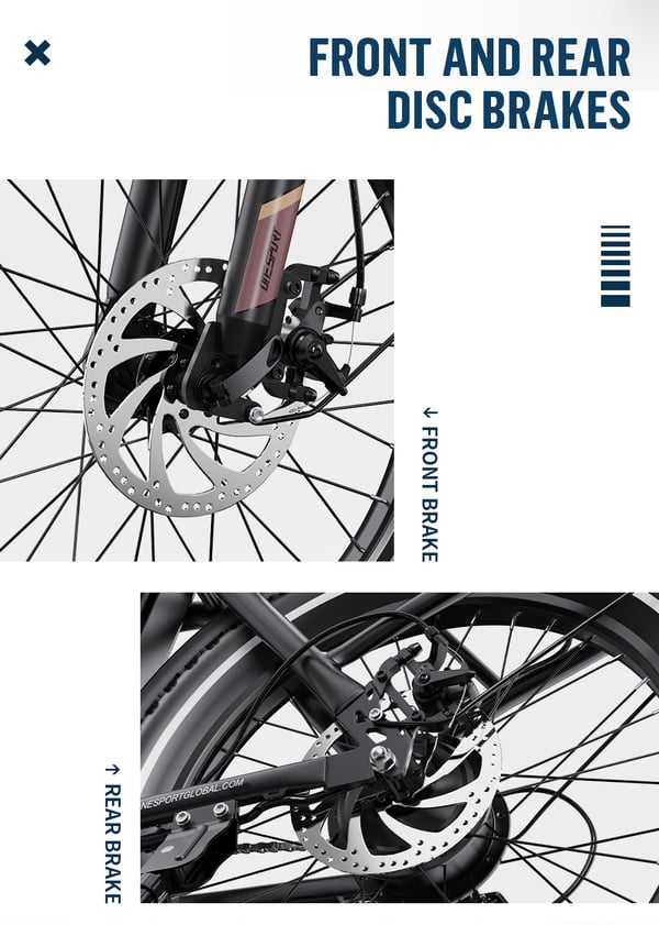 OneSport OT16-2 20'' stadselcykel, 250W motor, 48V 17Ah batteri, hopfällbar, 60-120km räckvidd, Shimano 7-växlad
