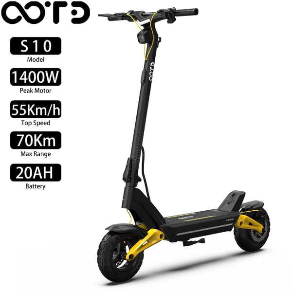 OOTD S10 48V20AH batteri, räckvidd 70 km, 1400W motor, 10-tums däck, maximal hastighet 55 km/h, hopfällbar elscooter