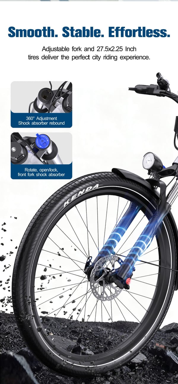 OneSport OT05 elcykel för vuxna, 250W motor, 36V 18,2AH batteri, 27,5*2,25 däck, vridmomentavkänning.