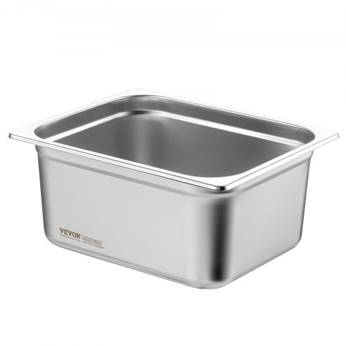 Steam Table Pan, 6-pak 1/2 størrelse anti-jam, 32,5x26,6x14,8 cm, rustfrit stål
