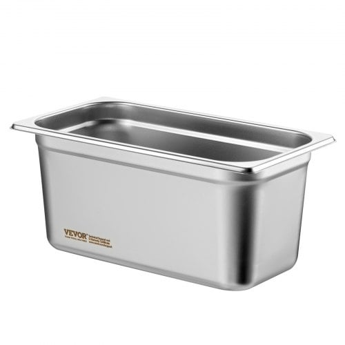 Steam Table Pan, 1/3 storlek med lock, 32,8x17,8x14,8 cm, rostfritt stål, förvaring