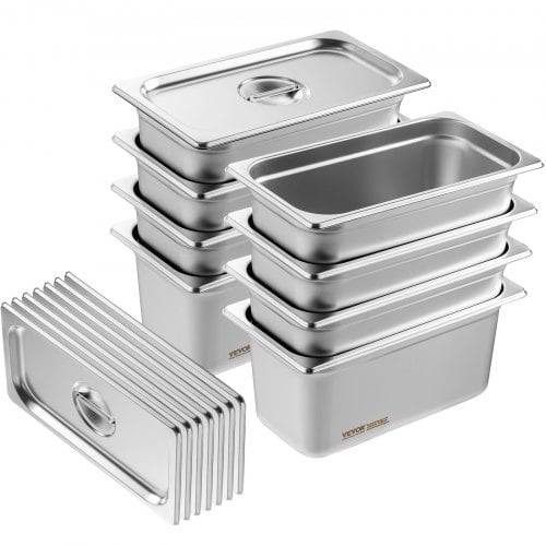 Steam Table Pan, 1/3 storlek med lock, 32,8x17,8x14,8 cm, rostfritt stål, förvaring