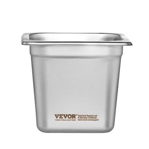 Steam Table Pan, 1/6 størrelse anti-jam, 17,8x16,8x16 cm, rustfrit stål, catering opbevaring