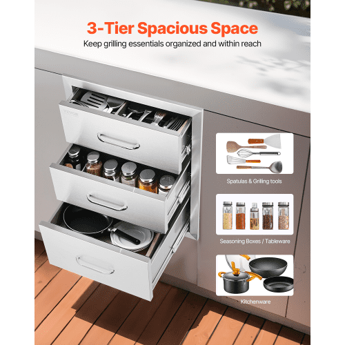 BBQ skuffer, 45.8x52.1x58.8 cm, rustfrit stål, opbevaring